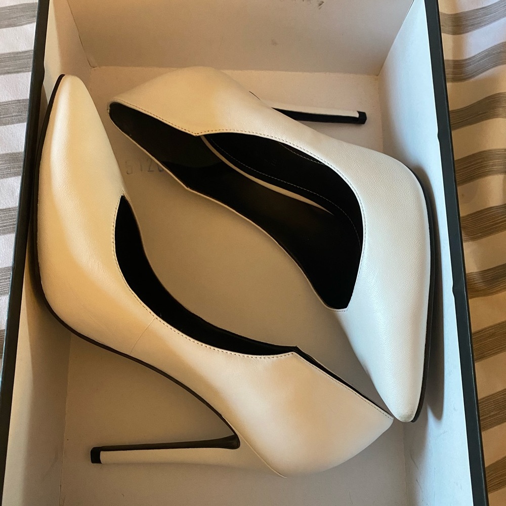 White Kendall and Kylie pumps